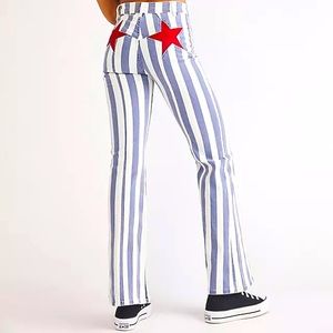 FREE PEOPLE WOMEN'S FIRECRACKER STAR & STRIPE FLARE JEANS